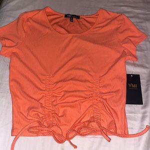 YMI double scrunch tie shirt Peach color